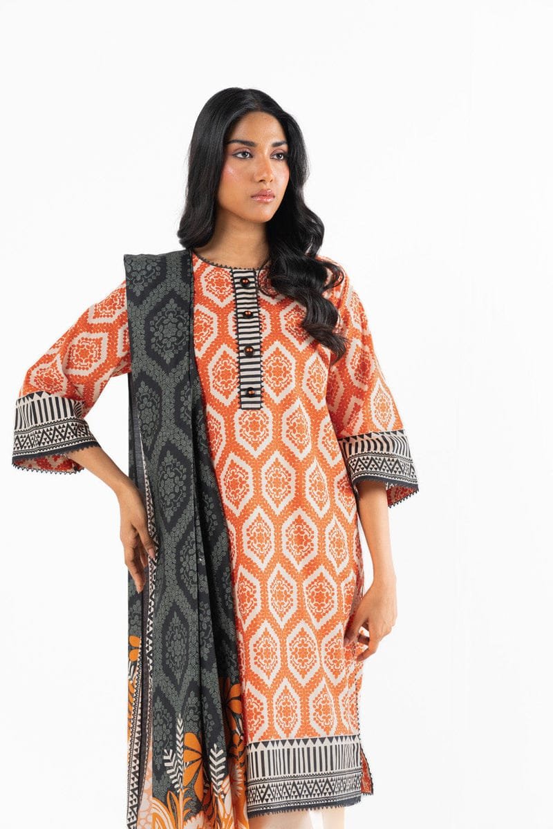 Printed Khaddar 3-piece suit | MK-01