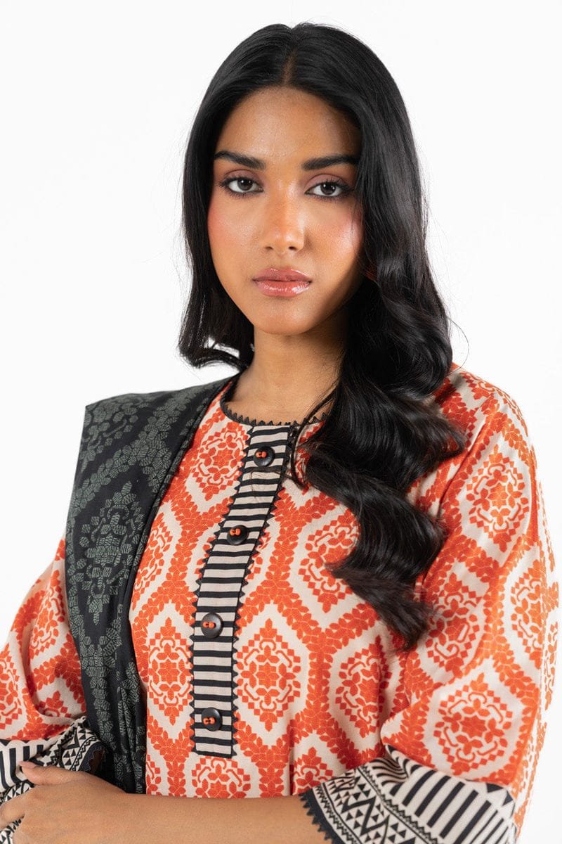 Printed Khaddar 3-piece suit | MK-01