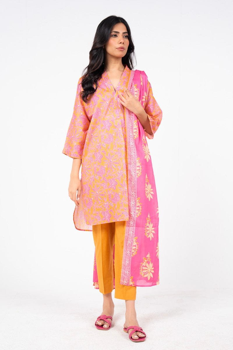 Printed Khaddar 3-piece suit | MK-02